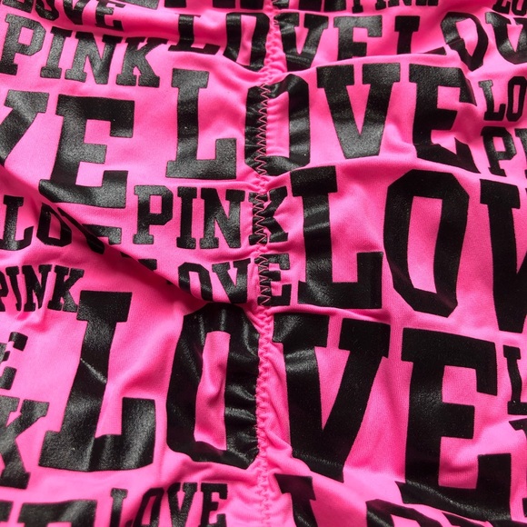 PINK Victoria’s Secret Love Pink Print Ruched Rhinestone Bikini Bottom - Picture 14 of 16